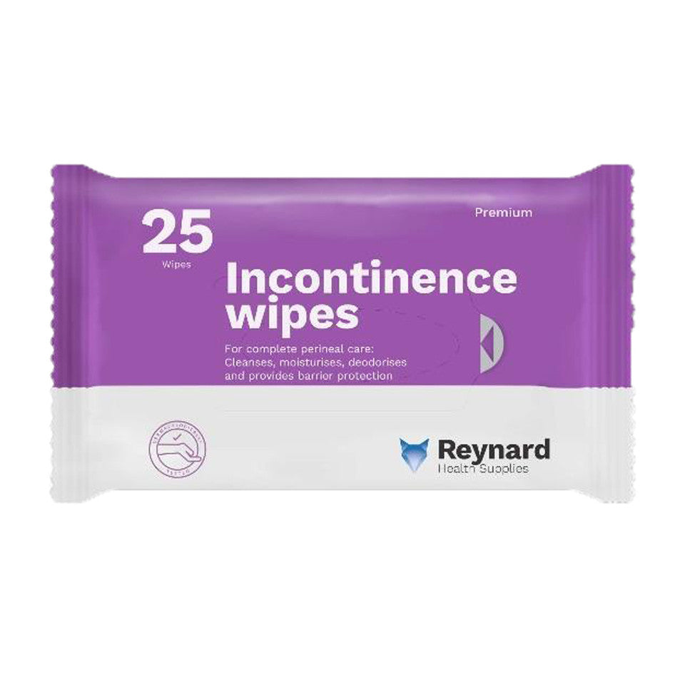 Reynard Incontinence Premium Wipes 33 X 22cm (Pack of 25; Ctn of 12 packs)