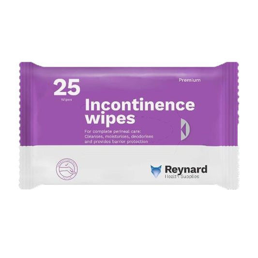 Reynard Incontinence Premium Wipes 33 X 22cm (Pack of 25; Ctn of 12 packs)