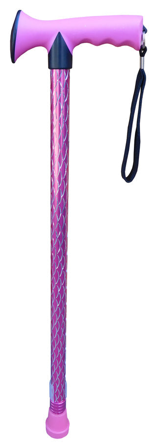Surgical Basics Walking Stick Pink Engraved Soft Grip Handle Adjustable 68-90cm