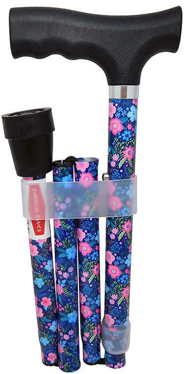 Surgical Basics Walking Stick Cherry Blossom Folding Adjustable 83-95cm