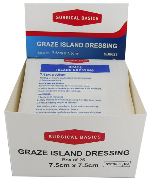 Surgical Basics Graze Island Dressing 7.5×7.5cm Display of 25