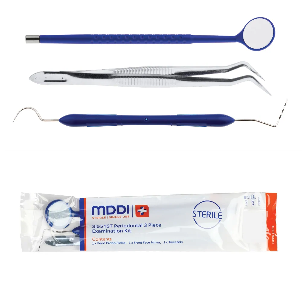 MDDI Periodontal (3,2 Piece) Perio-Sickle Single-Use Examination Kit Sterile (Box of 100)