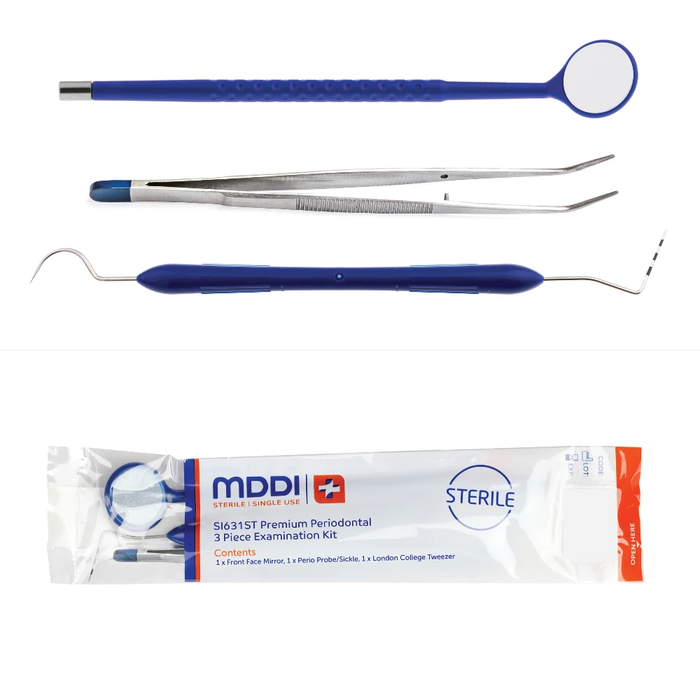 MDDI 3 Piece Premium Periodontal  Perio-Sickle Single Use Examination Kit (Box of 100)