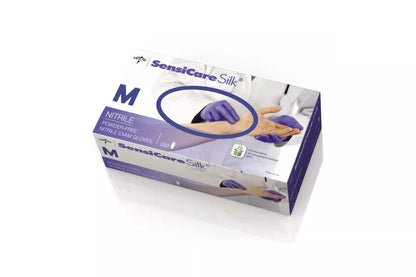 Sensicare Silk Nitrile Exam Gloves with Microstop film - Powder free, Latex free