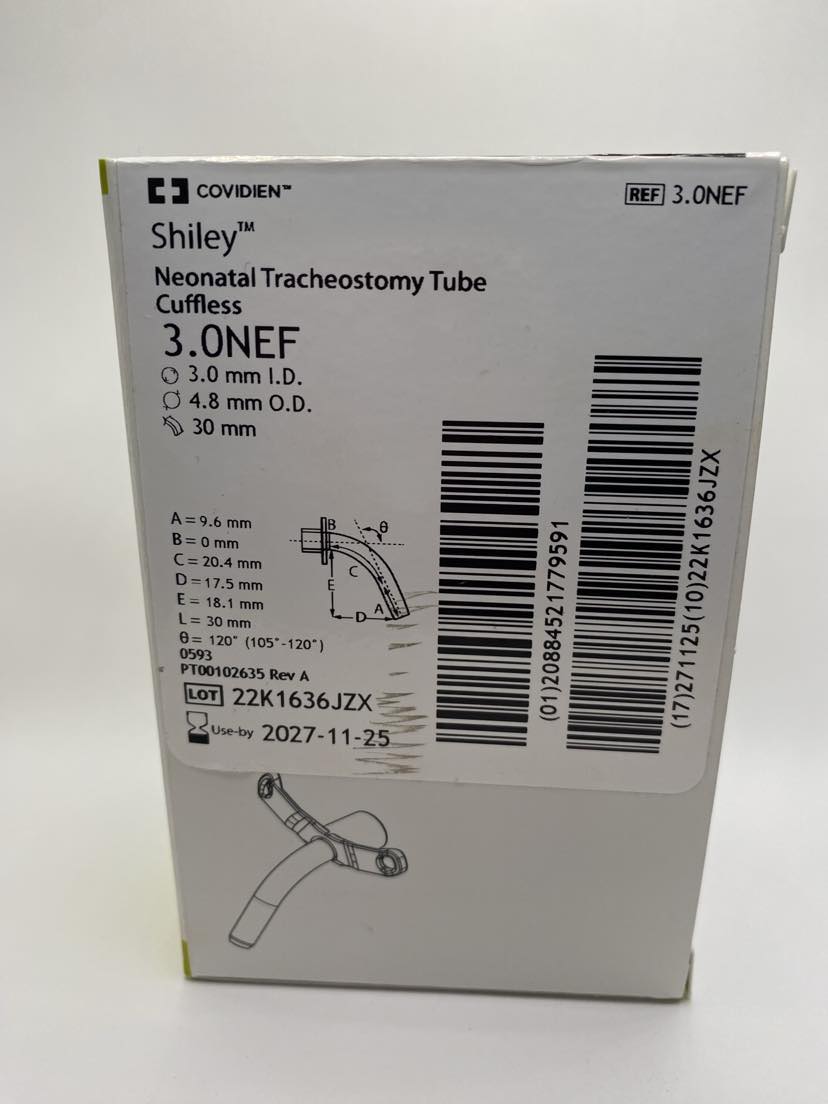 Shiley™ Neonatal and Pediatric Tracheostomy Tubes Cuffless Each.