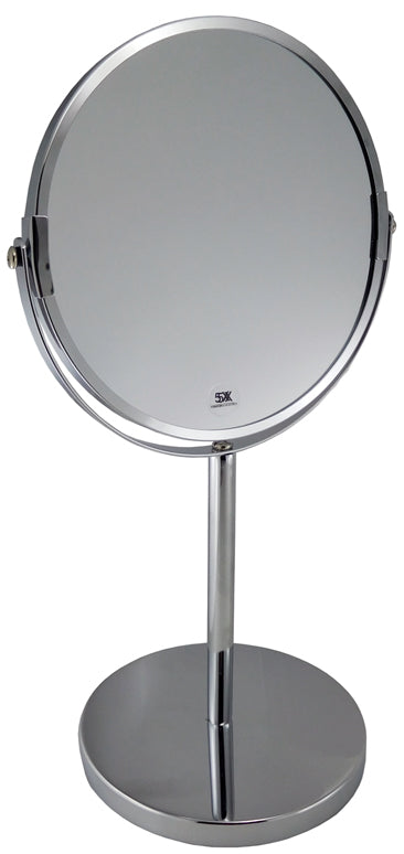 Pedestal Mirror Chrome Round On Stand 17cm Diameter 36cm Height
