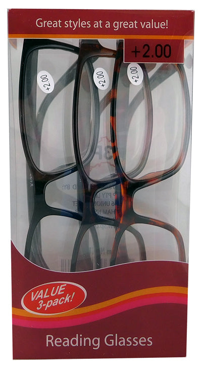 Reading Glasses 3pk 2.0 Strength