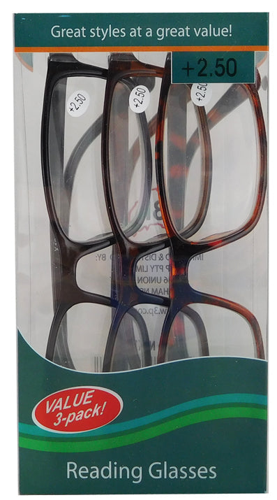 Reading Glasses 3pk 2.5 Strength