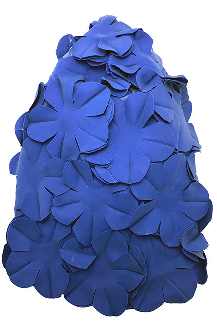 Rubber Floral Swim Cap Royal Blue