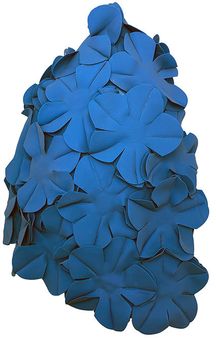 Rubber Floral Swim Cap Blue
