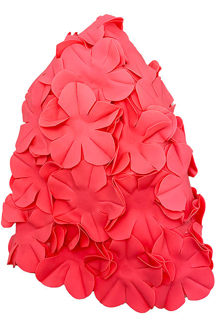 Rubber Floral Swim Cap Hot Pink
