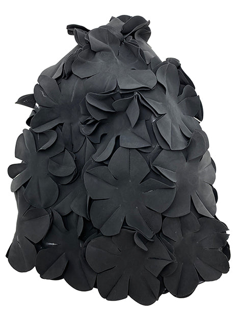 Rubber Floral Swim Cap Pastel Black