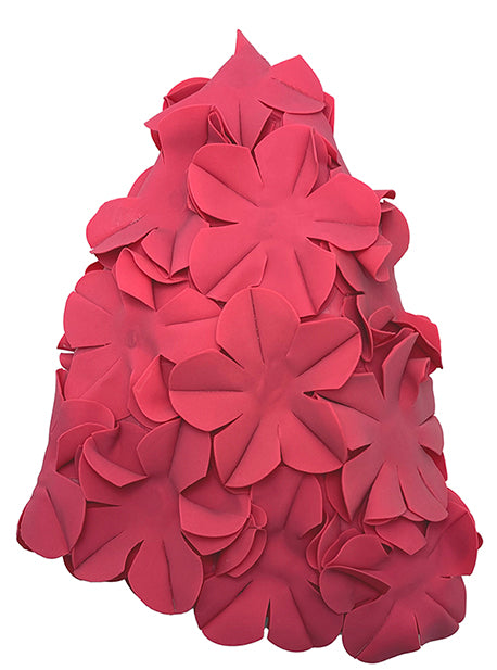 Rubber Floral Swim Cap Red