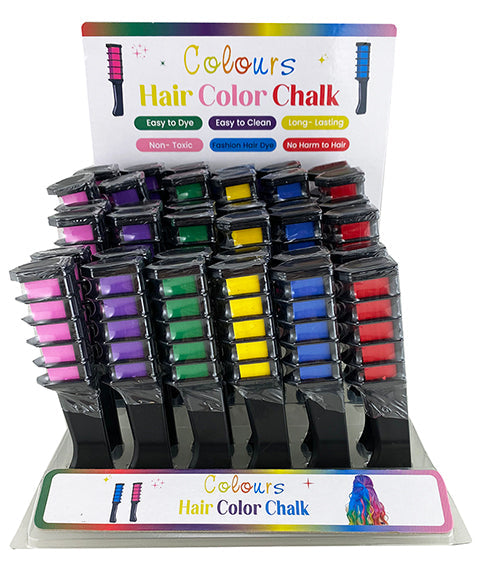 Hair Colouring Chalk Brush 6 Colours Display 36