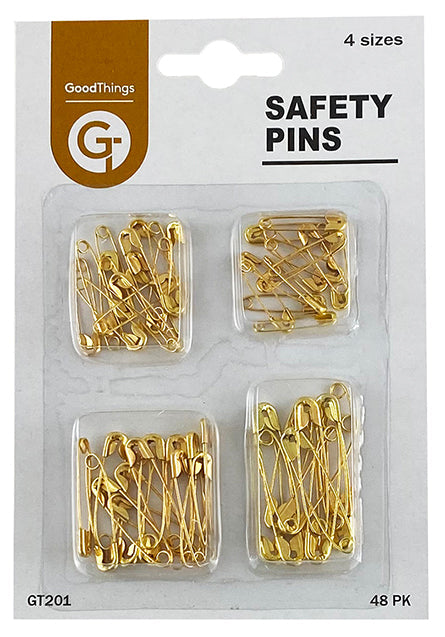 GoodThings Safety Pins 4 Sizes (000-1) Gold 48pk