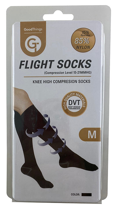 Goodthings Flight Socks Knee High Black Medium 1Pr