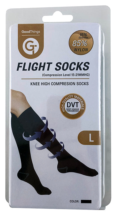Goodthings Flight Socks Knee High Black Large 1Pr