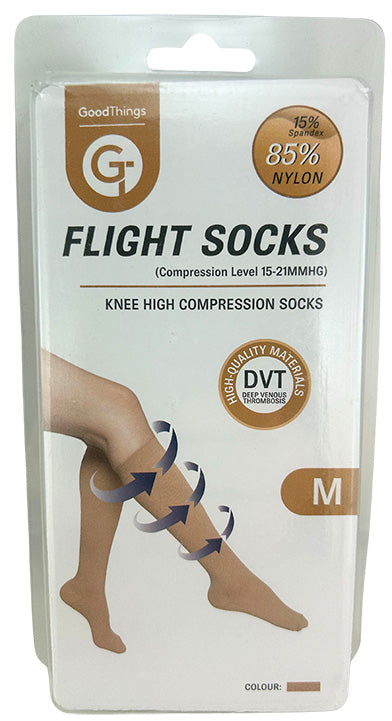 Goodthings Flight Socks Knee High Beige Medium 1Pr