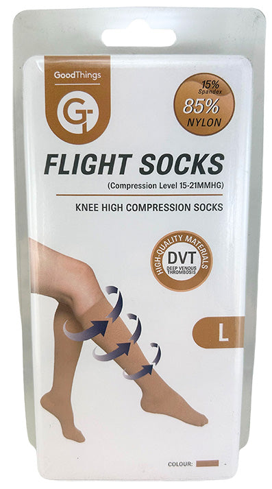 Goodthings Flight Socks Knee High Beige Large 1Pr