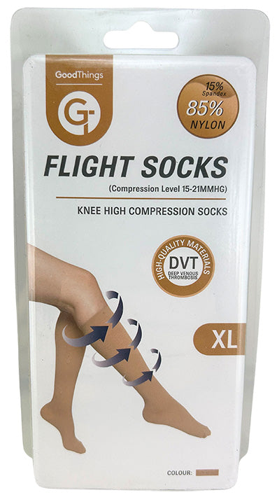 Goodthings Flight Socks Knee High Beige XL 1Pr
