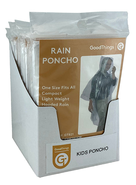 Rain Poncho Kids Children 99x99cm Display of 12