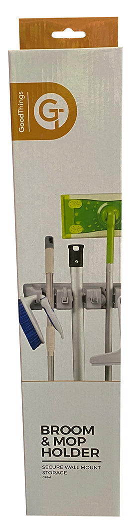 Goodthings For Home Broom & Mop Holder White – 5 Position