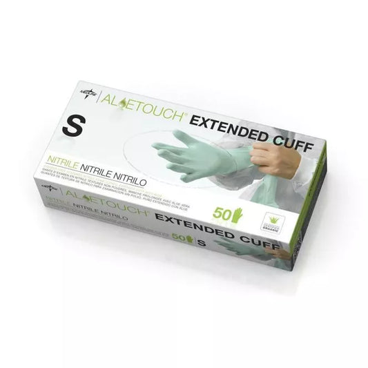 Aloetouch® Extended Cuff - Non-sterile nitrile, powder free, ambidextrous examination gloves with aloe vera (Size: S, M, L, XL)