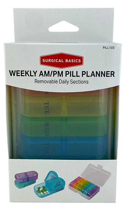 Surgical Basics Pill Box Weekly Am/pm With Case 14.2 X 9.6 X 4.1cm