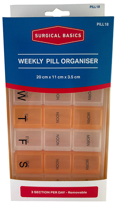 Surgical Basics Weekly Pill Organiser 3 Removable Sections Per Day (morn/noon/eve)