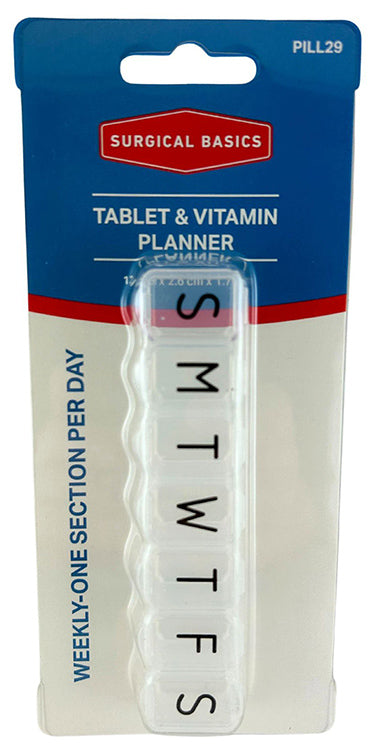 Surgical Basics Tablet & Vitamin Planner 7 Days 1 Section Per Day 12 X 2.6 X 1cm