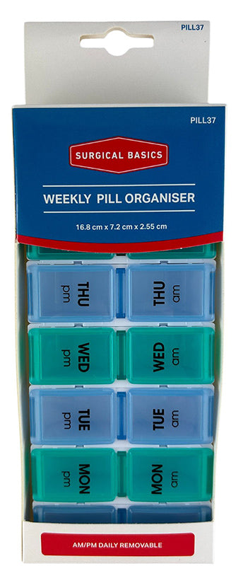 Surgical Basics Weekly Pill Organiser 2 Per Day (am/pm) 17 X 7 X 2.5cm