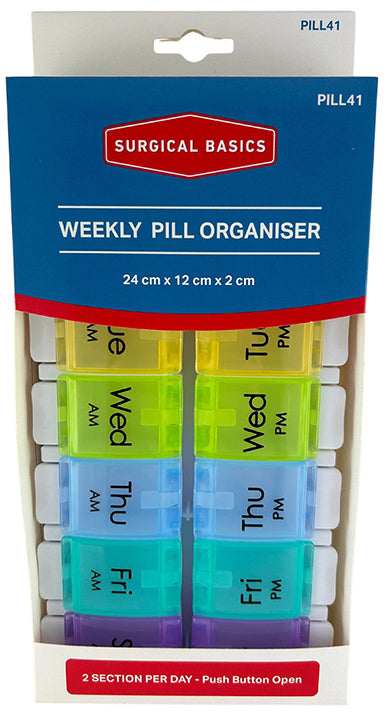 Surgical Basics Weekly Pill Organiser 2 Per Day (am/pm) 24 X 12 X 2cm