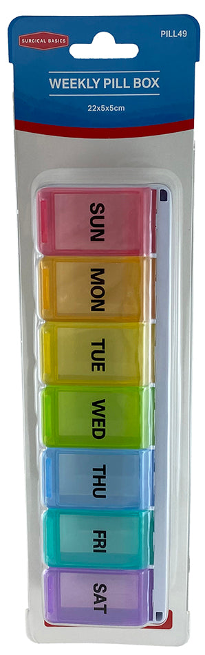 Surgical Basics Weekly Pill Box Organiser Easy Fill 22×5.6×3.6cm