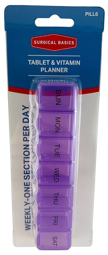 Surgical Basics Pill Box Weekly 1 Per Day 15 X 3.2 X 2.5cm