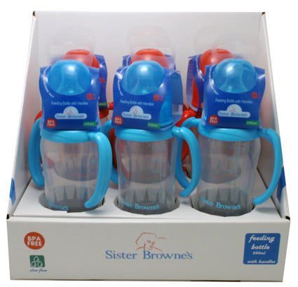 Sister Brownes Bottle With Handles Silicone Teat 250ml (2 Colours)