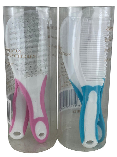 Sister Brownes Brush & Comb Set Cylinder (pink/blue)
