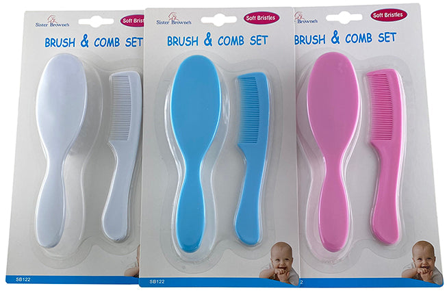 Sister Brownes Brush & Comb Set (pink/blue/white)