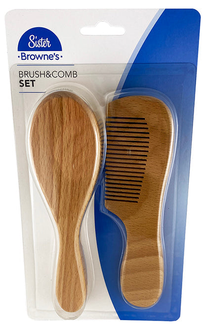 Sister Brownes Wooden Soft Bristle Brush And Comb Set