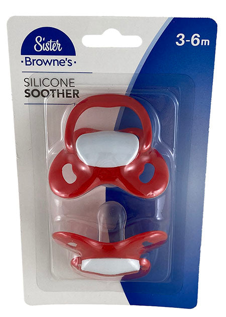 Sister Brownes Red Silicone Dummy 3-6 Months 2 Pack