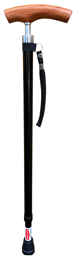 Surgical Basics Walking Stick Black Wood Handle 72-95cm