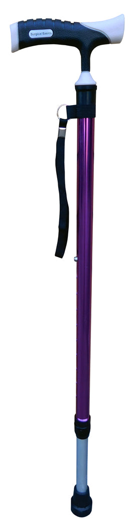 Surgical Basics Walking Stick Purple Adjustable Non-slip Handle With Strap 72-95cm