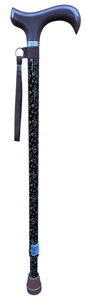 Surgical Basics Walking Stick Dark Floral Adjustable 72-95cm