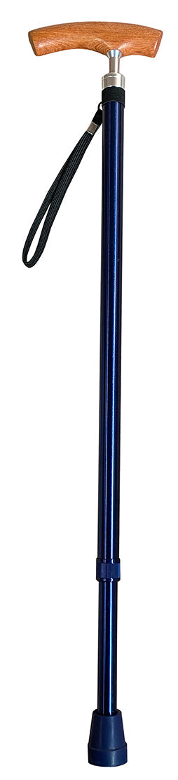 Surgical Basics Walking Stick Navy Wood Handle Adjustable 72-95cm