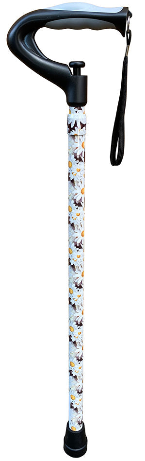 Surgical Basics Walking Stick Light Floral Push Button Adjustable 66-105cm