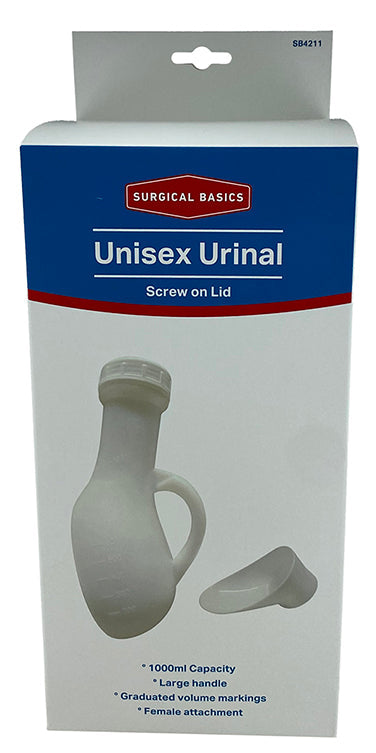 Surgical Basics Unisex Urinal Graduated Screw Lid Handle 1000ml
