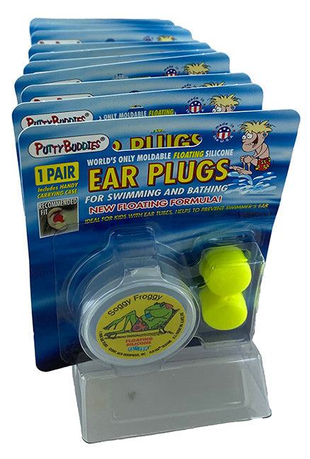 Putty Buddies Ear Plug Floating 1 Pair (7 Colours) Display of 12