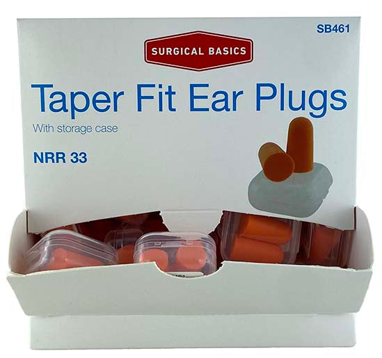 Surgical Basics Foam Orange Taperfit Ear Plugs With Case, Noise Reduction Rating of NRR 33 Display of 100
