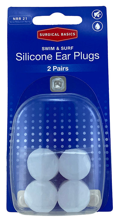 Surgical Basics Silicone Swim &amp; Surf Ear Plugs With a Noise Reduction Rating of 21 (2 Pairs)
