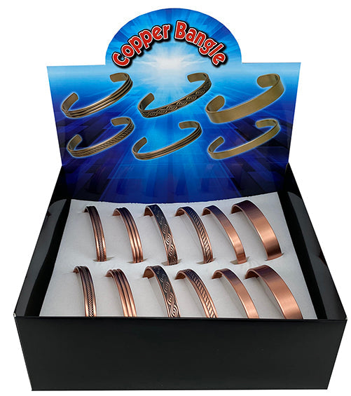 Wrist Bangles Copper (6 Designs) Display of 12