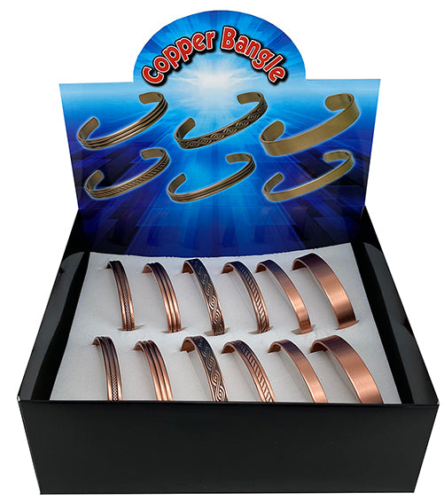 Wrist Bangles Copper (6 Designs) Display of 12